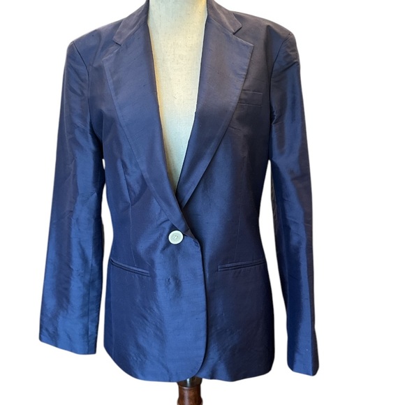 Lauren Ralph Lauren Navy Blue Silk Blazer - Picture 1 of 4